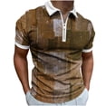 thumbnail image 1 of Funicet Hauts pour Femmes Manches 3/4, T-Shirts pour Femmes, T-Shirts à Manches Courtes Zippés pour Hommes, T-Shirt Imprimé à Col Rabattu, Haut Ample, T-Shirts pour Hommes en Coton, 1 of 5