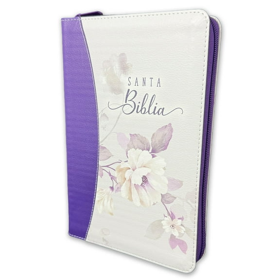 Biblia con Cierre Letra Grande 12 puntos RV1960 imit piel lila floral con indice