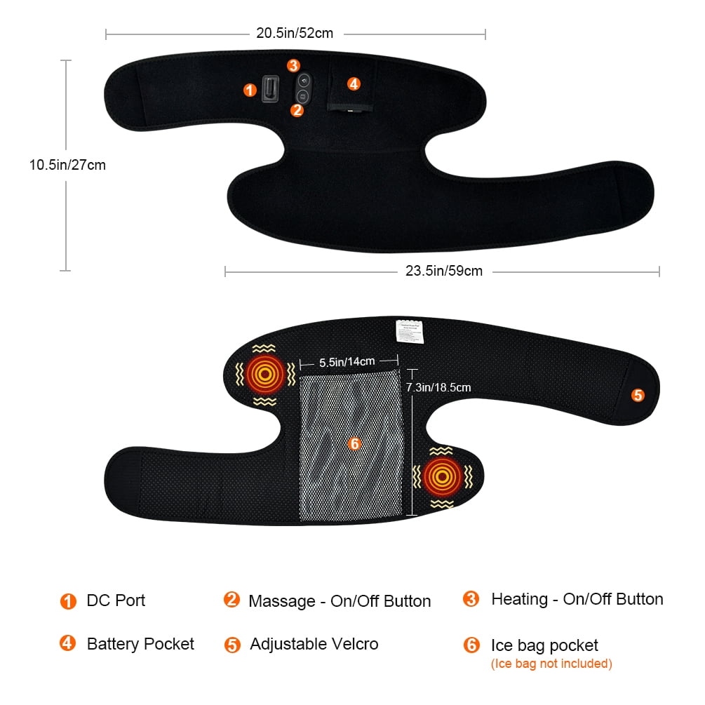Snow Deer Heated Knee Brace Wrap 3 Adjustable 7.4V 2200mAh Lithium Battery Vibration Knee Massager with Heating Pad for Knee Pain Join Pain Relief