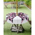 thumbnail image 4 of nqOlkjepod Leopard Print Bow Outdoor Tablecloth with Umbrella Hole & Zipper, Pink Colored Polka Dot Butterfly Tie Round Table Cover 60 Inch, Dining Waterproof Table Cloth Protector for Patio/Party, 4 of 7
