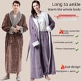 thumbnail image 2 of Albornoz de algodón puro grueso para otoño e invierno, bata de baño para mujer, larga, absorbente, de secado rápido, camisón cálido para pareja, conjunto de pijama para hombre, 2 of 4