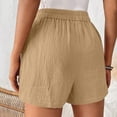 thumbnail image 5 of BESEW7 Womens Summer Quick Dry Athletic Shorts with Pockets, High Waist Elastic Lightweight Breathable Shorts for Walking Gym Workout Casual Training Beige S, 5 of 8