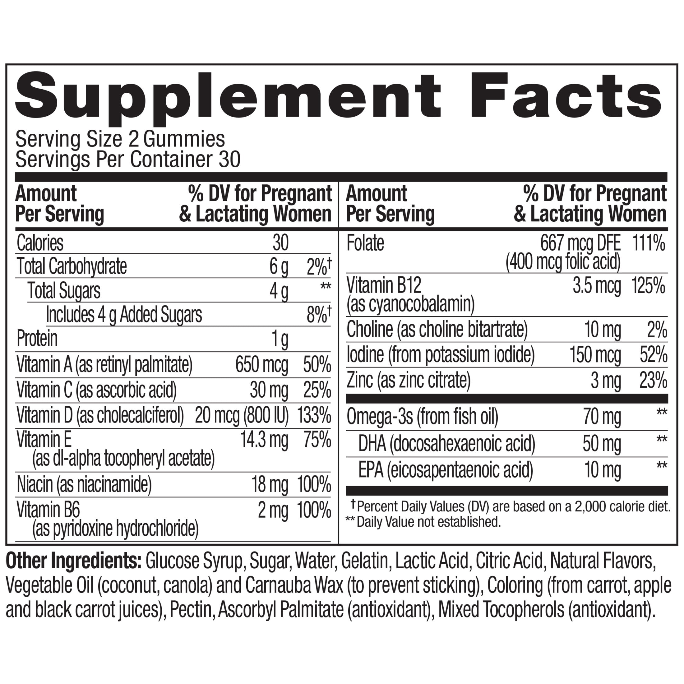 OLLY Prenatal Multivitamin Gummy Supplement, Folic Acid, Omega 3 DHA, 60 Count