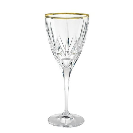 Goblet Gold Trim - Lorenzo Import 262310-GD Chic White Wine with 24K Gold Trim Goblets - Set of 6