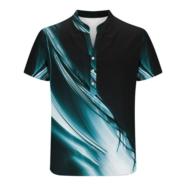 Blusa de Manga Corta, Impresión Casual Suéter Cuello de Soporte de la Moda Superior Hecha de Poliéster para los Hombres de Verano de Uso Diario, Mangas de Mano para los Hombres