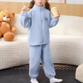 thumbnail image 2 of Girls 2 Piece Set Sherpa Lined Sweatsuits Sweatshirts and Sweatpants Sets Outfits Fall Tracksuit Outfits for Kids Age 2-14 (3 Years, Blue), 2 of 7