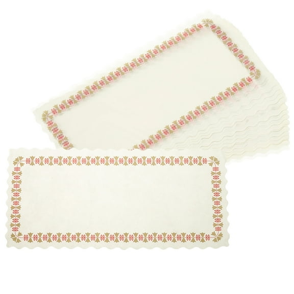 100pcs Lace Paper Doilies, 9.4 x 4.5 Inch Rectangle Paper Placemats, Flower Decorative Lace Doilies for Cakes Desserts Crafts Wedding, Christmas Table Decoration, White