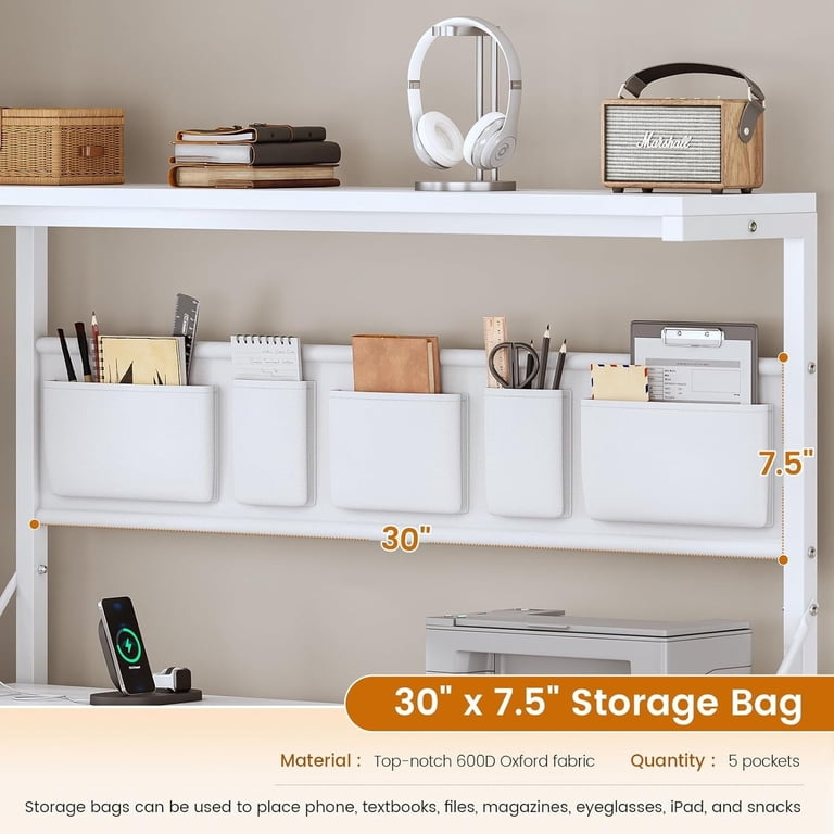 DJ504149_3 L Shaped Desk with 5 Drawer Storage Shelf and Power