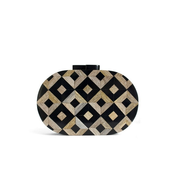 Different Craft India Wooden & Resin Mix Clutch Bag Natural Wooden Artisian Sling Bag for Women