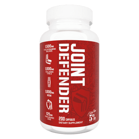 5% Nutrition Rich Piana Joint Defender Maximum Joint Support Supplement | Collagen, Glucosamine, Chondroitin, Turmeric Curcumin with Black Pepper, MSM, Hyaluronic Acid | 200 Capsules, 25 Servings