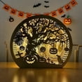 thumbnail image 2 of Halloween Desktop Ornament Wooden Light-Up Pumpkin Table Centerpiece for Festive Celebrations and Party Decorations, 2 of 5