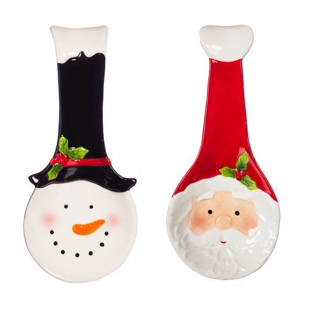 Evergreen Ceramic Holiday Spoon Rest, 2 Assorted
