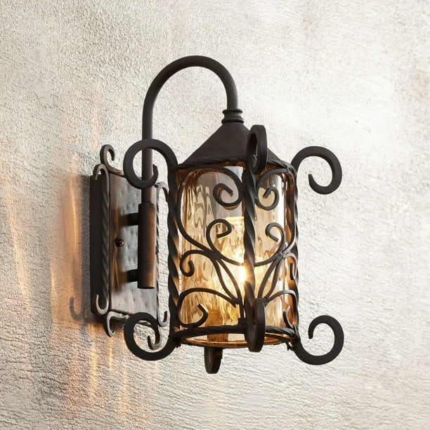 John Timberland Rustic Outdoor Wall Light Fixture Dark Walnut Iron