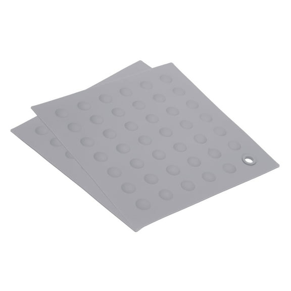 Unique Bargains Silicone Trivet Mats 2pcs, Square Dots Hot Pan Pads Dish Drying Mat for Kitchen Counter Table  Light Gray