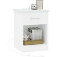 thumbnail image 3 of Nightstand with Charging Station and USB Ports & Power Outlets, Wooden End Table with Drawer and Opening Shelf, Side Table for Bedroom, White RCTG101WE, 3 of 3