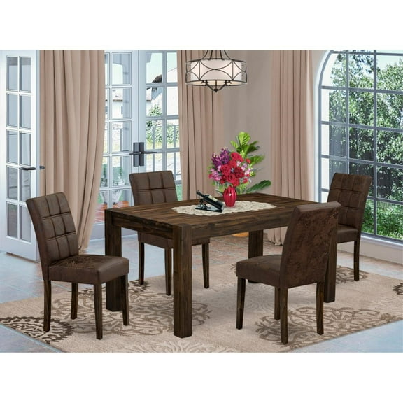 East West Furniture 5 Piece Dinner Table Set consists A Kitchen Table