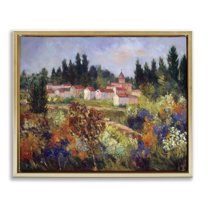Stupell Industries Tuscan Countryside Garden Landscape & Nature Painting Gold Floater Framed Canvas Art Print Wall Art, 21 x 17