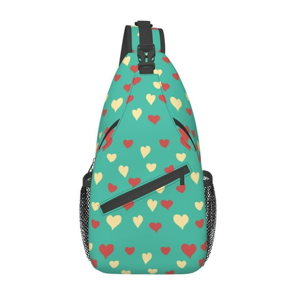 ZICANCN Cute Love Heart Seamless Crossbody Sling Bag for Men Women - Casual Shoulder Backpacks for Travel Sport Climbing Runners Daypack