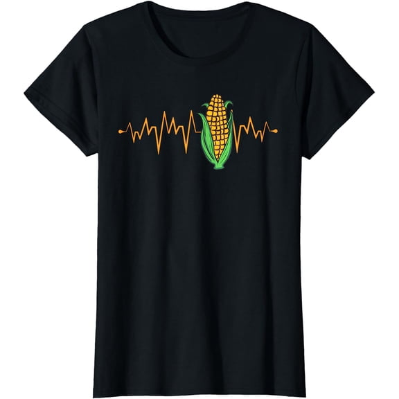 Funny Corn Heartbeat Corn On The Cob Farming EKG T-Shirt