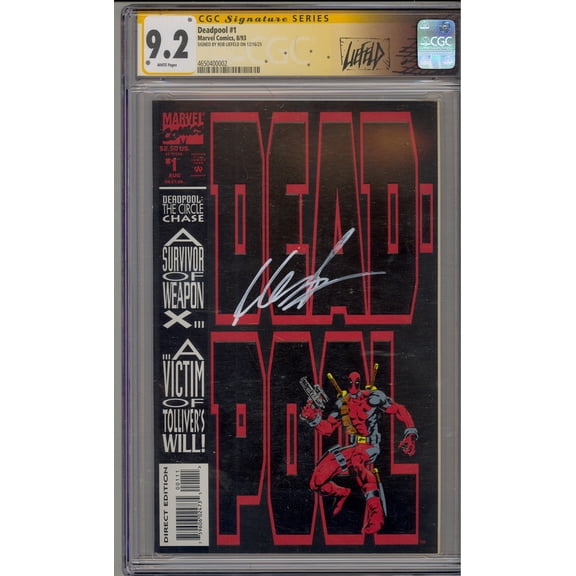 Collectible Marvel Comics Deadpool #1 1993 CGC 9.2 Signature Series Signed Rob Liefeld CGC 9.2 — Marvelocity Comics