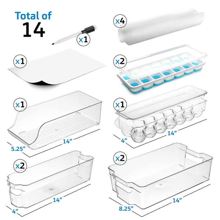  NISILIN 14 Pack Fridge Organizers and Storage - Refrigerator  Organizer Bins with Lids, BPA-Free Fridge Organization, Fruit Storage  Containers for Fridge, Vegetable, Food, Drinks, Cereals, Clear: Home &  Kitchen