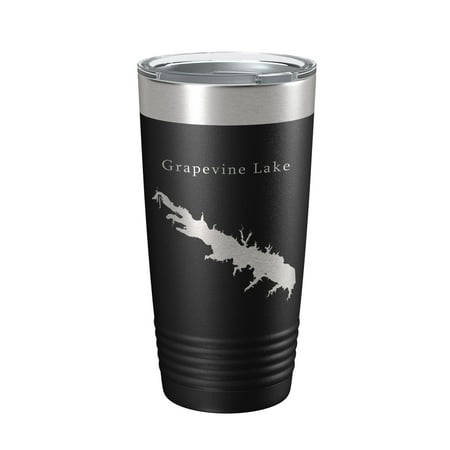 

Grapevine Lake Map Tumbler Travel Mug Insulated Laser Engraved Coffee Cup Texas 20 oz Black