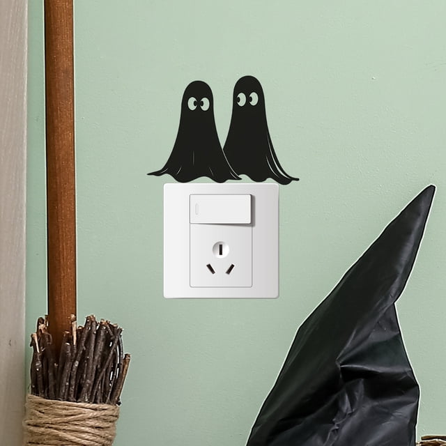 Halloween Black Ghost Switch Sticker - Wall Decal For Bedroom & Entryway, No Power Needed, Easy Install