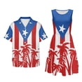 thumbnail image 5 of Garronmavis Puerto Rico Flag Matching Couple Outfits Short Sleeve Shirt for Men Size 4XL and Womens Casual Dress Patchwork Ruffles Sleeveless Sundresses, 5 of 7