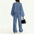 thumbnail image 4 of Hogleaql Womens Plus Size Sweatsuits Sets Long Sleeve Lounge Drawstring Sweatshirt Wide Leg Athletic Pants Solid Color Loose Fit Outfits Dressy Winter Tracksuit with Pockets 2025 Blue S, 4 of 4