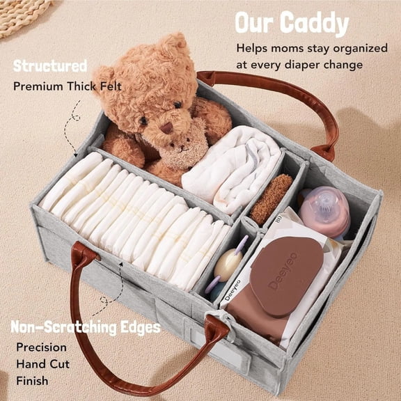 TYPPKMM Baby Felt Storage Nursery Organizer with Basket Infant Diaper Bag with a