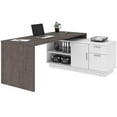 thumbnail image 3 of Bestar Equinox 71" Wooden L Shaped Computer Desk in Bark Gray and White, 3 of 9
