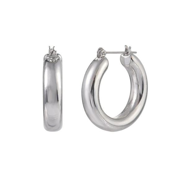 Time and Tru Adult Female Silver-Tone Thick Click-It Hoop Earring