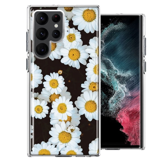MUNDAZE Samsung Galaxy S22 Ultra Cute Daisy Flowers Double Layer Phone Case Cover