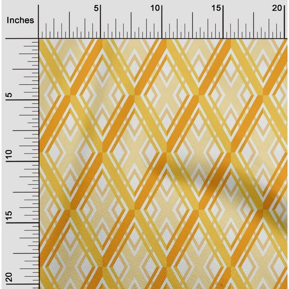 oneOone Cotton Poplin Yellow Fabric Argyle Geometric Sewing Fabric By The Yard Printed Diy Clothing Sewing Supplies 56 Inch Wide
