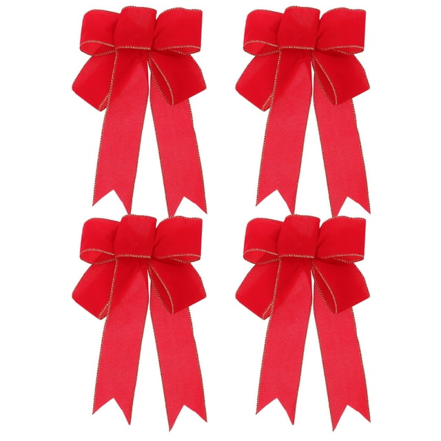 CIMAXIC christmas 4 Pcs Bows for Christmas Tree Decor and Crafts Bows for Holiday Decor Xmas Elements Bow Adornment Shatterproof Christmas Bowknot Xmas Bow Decor,9.06"X6.69"X0.79"