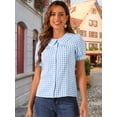 thumbnail image 2 of DARING DIVA Women's Gingham Top Peter Pan Collar Plaid Shirt XL Sky Blue, 2 of 6