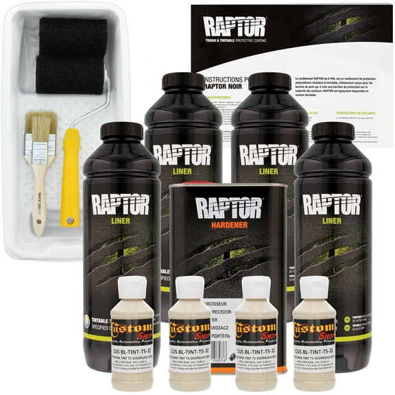 Raptor Shoreline Beige Urethane Spray-On Truck Bed Liner Roller Kit, 4 Liters