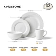 thumbnail image 2 of KINGSTONE 32‑Piece White Porcelain Dinnerware Set, Beaded Embossed Rim, Service for 8, Plates Bowls Mugs, Microwave & Dishwasher Safe, 2 of 10