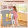 thumbnail image 3 of Toogaho Twin Size Low Loft Bed with Bookshelf & 5 Storage Drawers & LED Lights,Metal Loft Frame with Under-Bed Play Space & Guardrail,White, 3 of 9