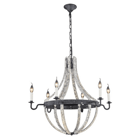 - Pendants Porch 6 Light With Urban Classic Ivory Wash and Steel Grey size 31 in 240 Watts - World of Classic