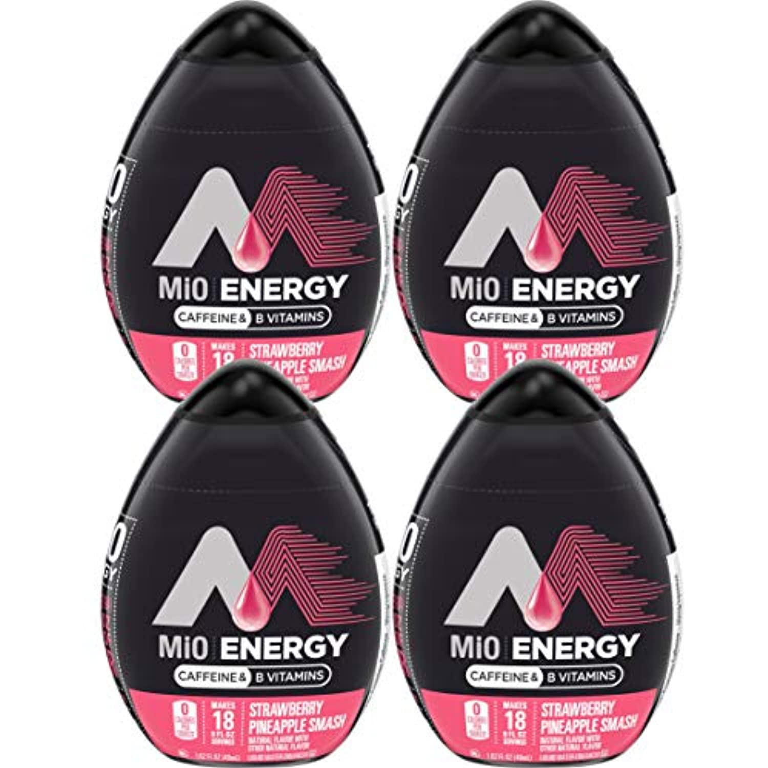 Mio Energy Strawberry Pineapple Smash Liquid Water Enhancer, Caffeinated, 1.62 Fl Oz Bottle - 4 Pack