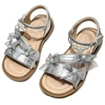 thumbnail image 3 of Eltusu Girls Sandals with Strap, Open Toe No Slip Soft Sole Princess Summer Sandals Silver Size 13(Little Kids), 3 of 7