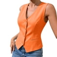 thumbnail image 5 of IUYRTFE Women's V Neck Sleeveless Button Down Vest Top Slim Fit Casual Suit Waistcoat, 5 of 6