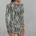 thumbnail image 4 of Women Zebra Print Turtleneck Sexy Bodycon Dress Long Sleeve Club Dress Autumn, 4 of 11