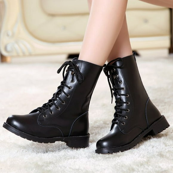 Bmisegm Heeled Boots for Women Tan Short Boots Women's Single Boots Fashion Shoes New Thick Soled Motorcycle Boots Boots for Women Black 8.5