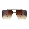 thumbnail image 2 of Luxurious Rectangle Flat Top Bridge Racer Metal Rim Officer Sunglasses Gold Brown, 2 of 4