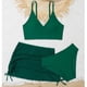 thumbnail image 4 of REDARER Girls' 3-Piece Swimsuit Set with Bikini, Ruched Cover-Up & Wrap Skirt – Plain Design for Summer, Beach, and Pool,Size 9-10 Years, 4 of 5