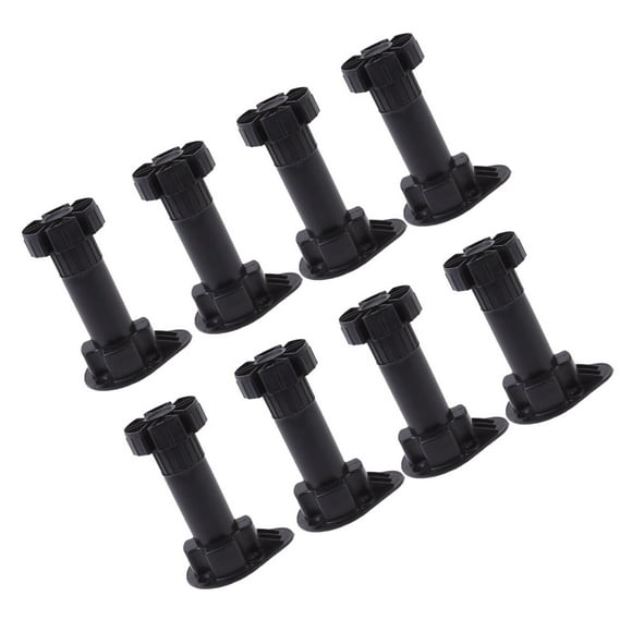 OULII 8Pcs Heavy Duty Furniture Legs Black Plastic Adjustable Feet for Cabinets