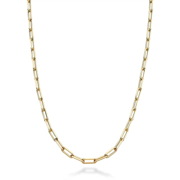 Miabella Solid 18K Gold Over 925 Sterling Silver Italian 2.5mm Paperclip Link Chain Necklace for Women, Made in Italy (16 Inches (women's choker length))