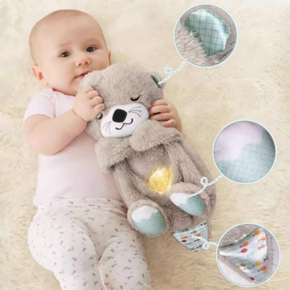 Petite Loutre Bébé Dormant Poupée Musicale-1x Poupée-Jouets en Peluche-avec Mouvement de Respiration et Musique Boîte à Musique en Peluche Jouetjouet Bébé pour Bébés dès la Naissance-Gris Meilleur Cadeau Liquidation